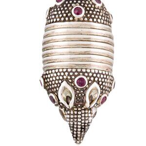 SERGIO BUSTAMANTE RUBY STERLING SILVER ARMADILLO PENDANT BROOCH